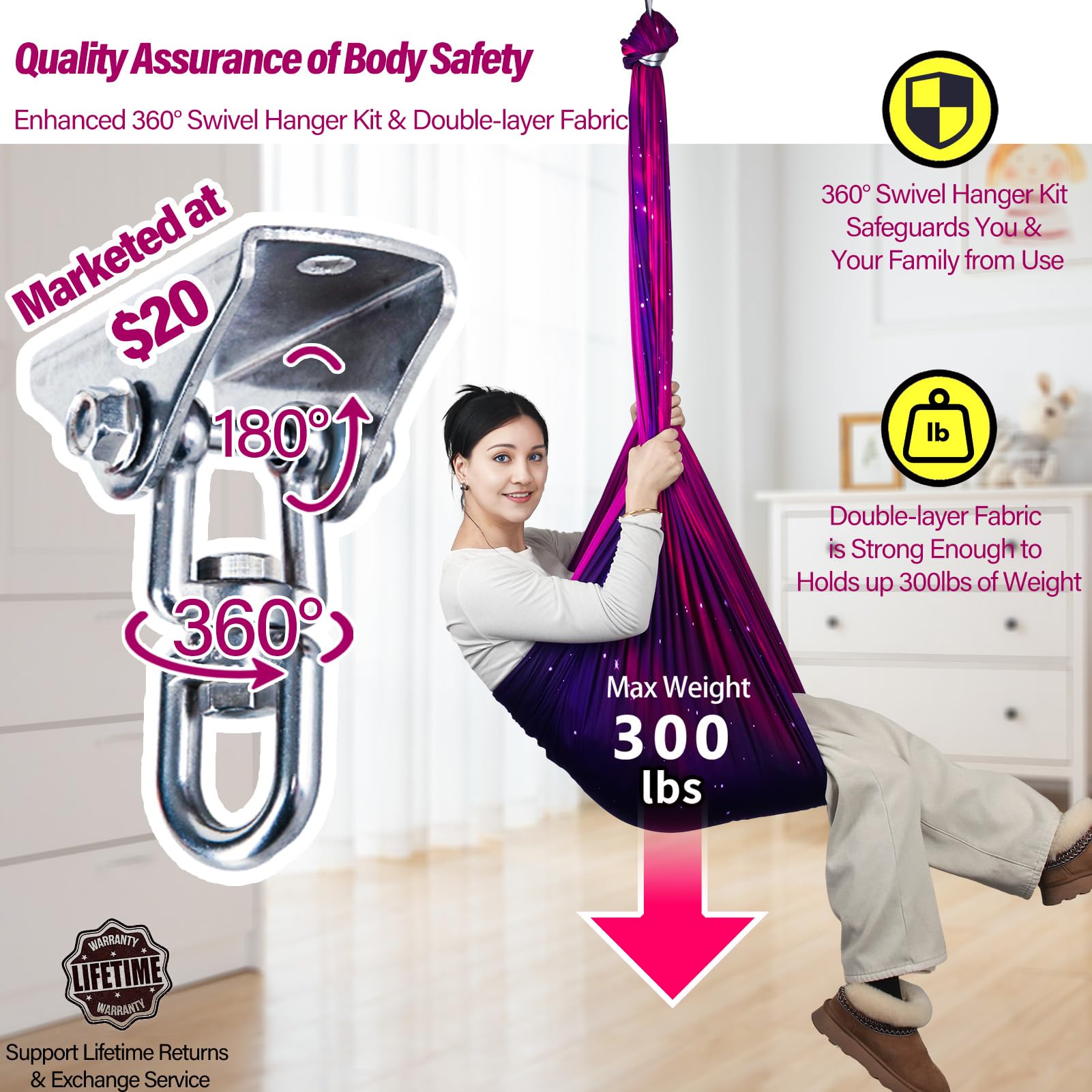 Yatoco Sensory Swing installation accessories included
