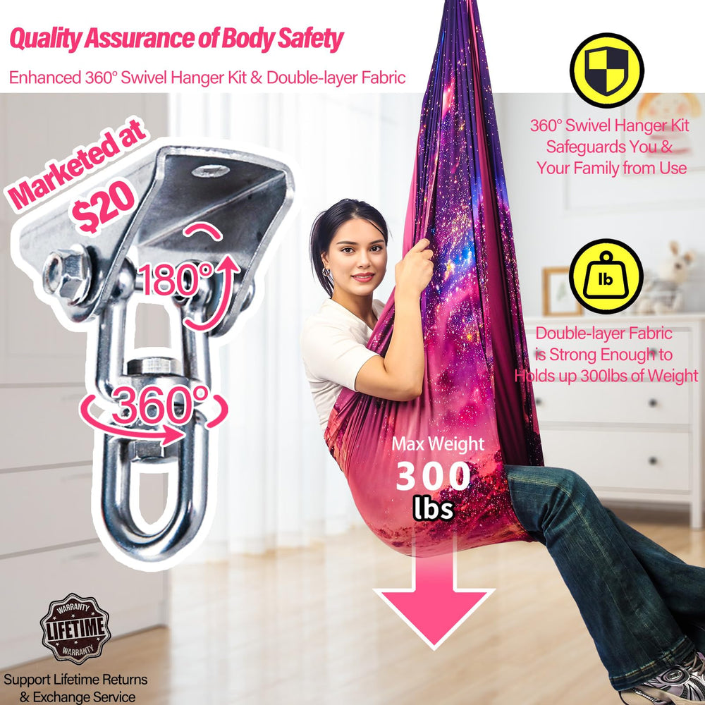 Yatoco Sensory Swing installation accessories including O-rings and carabiners