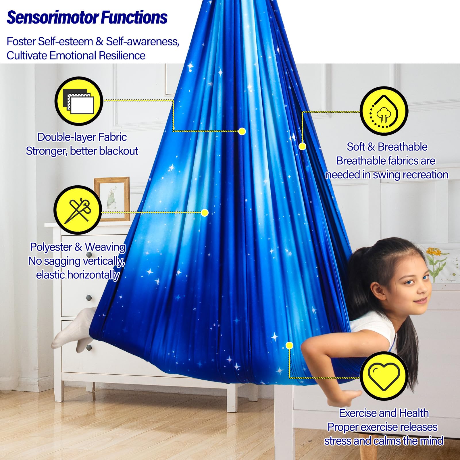 Yatoco Sensory Swing showing double layer fabric detail