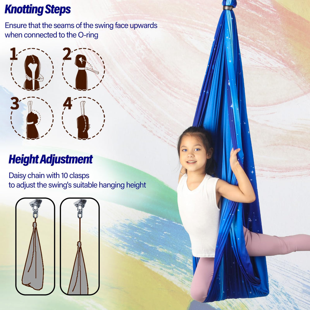 Yatoco Sensory Swing with child enjoying swinging