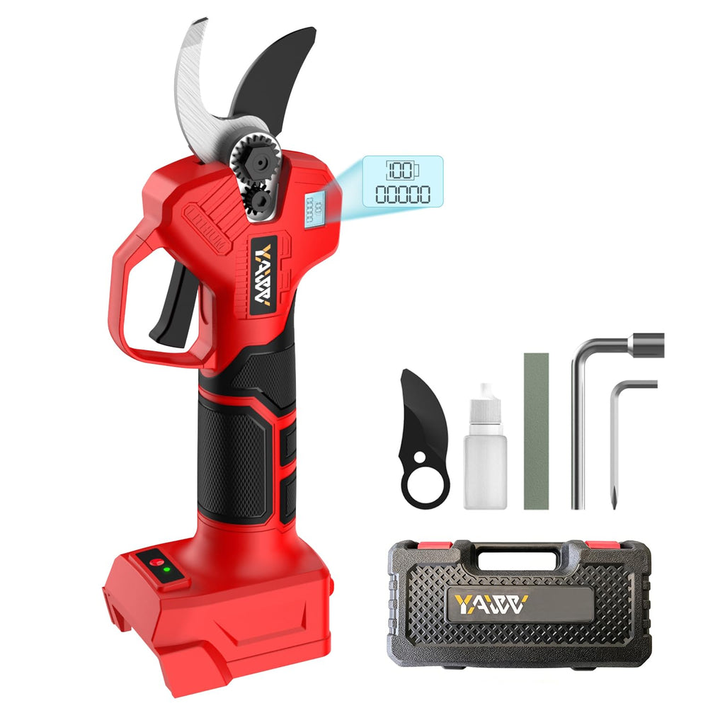 YAWV Electric Pruning Shears front view with LCD display