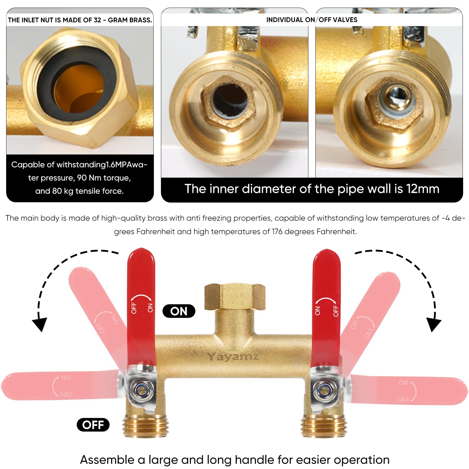 Yayamz 2 Way Garden Hose Splitter with two hose connections