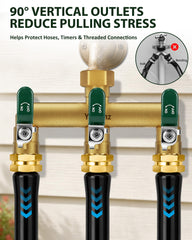 Yayamz garden hose splitter connected to outdoor faucet