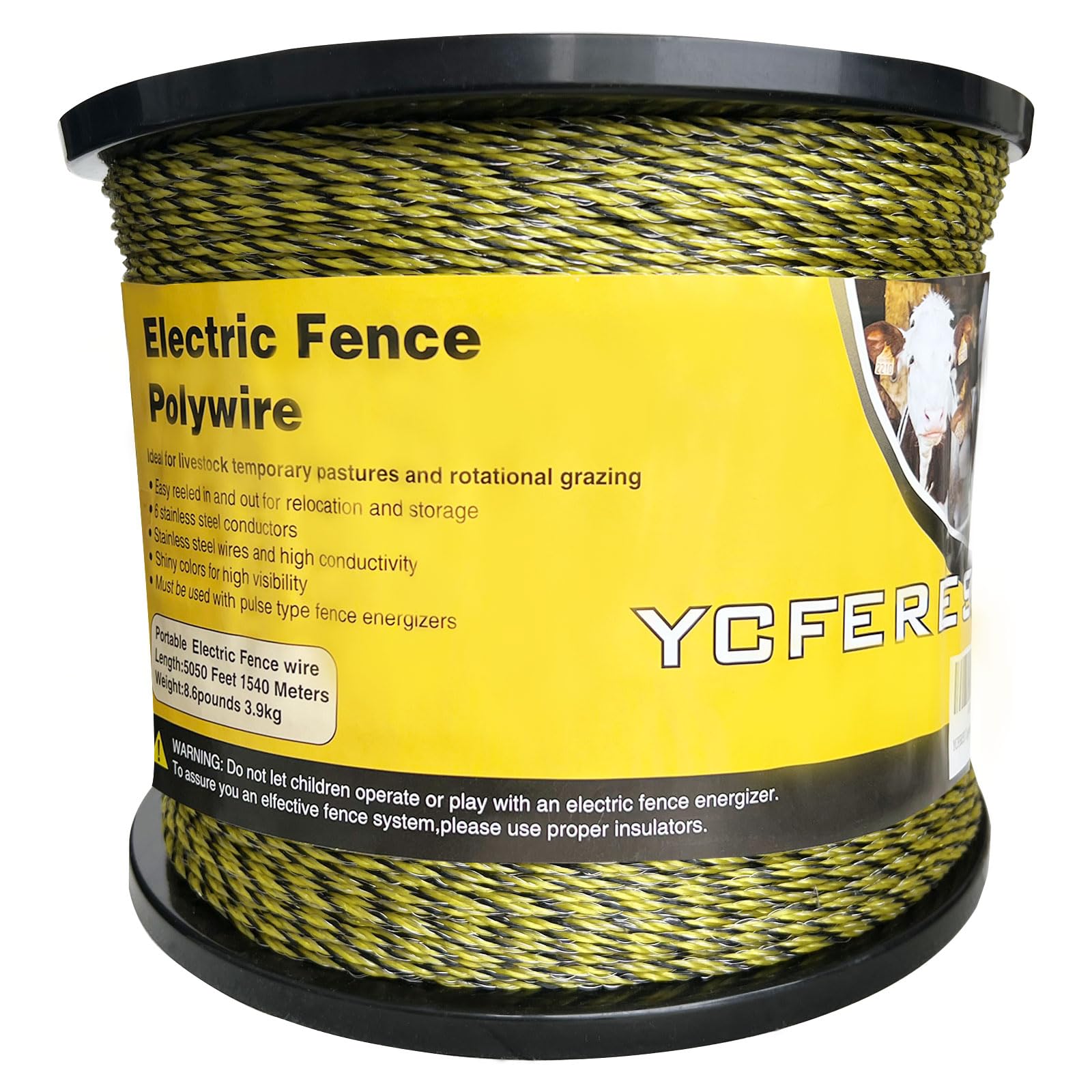 YCFERESY Electric Fence Polywire spool in black and yellow