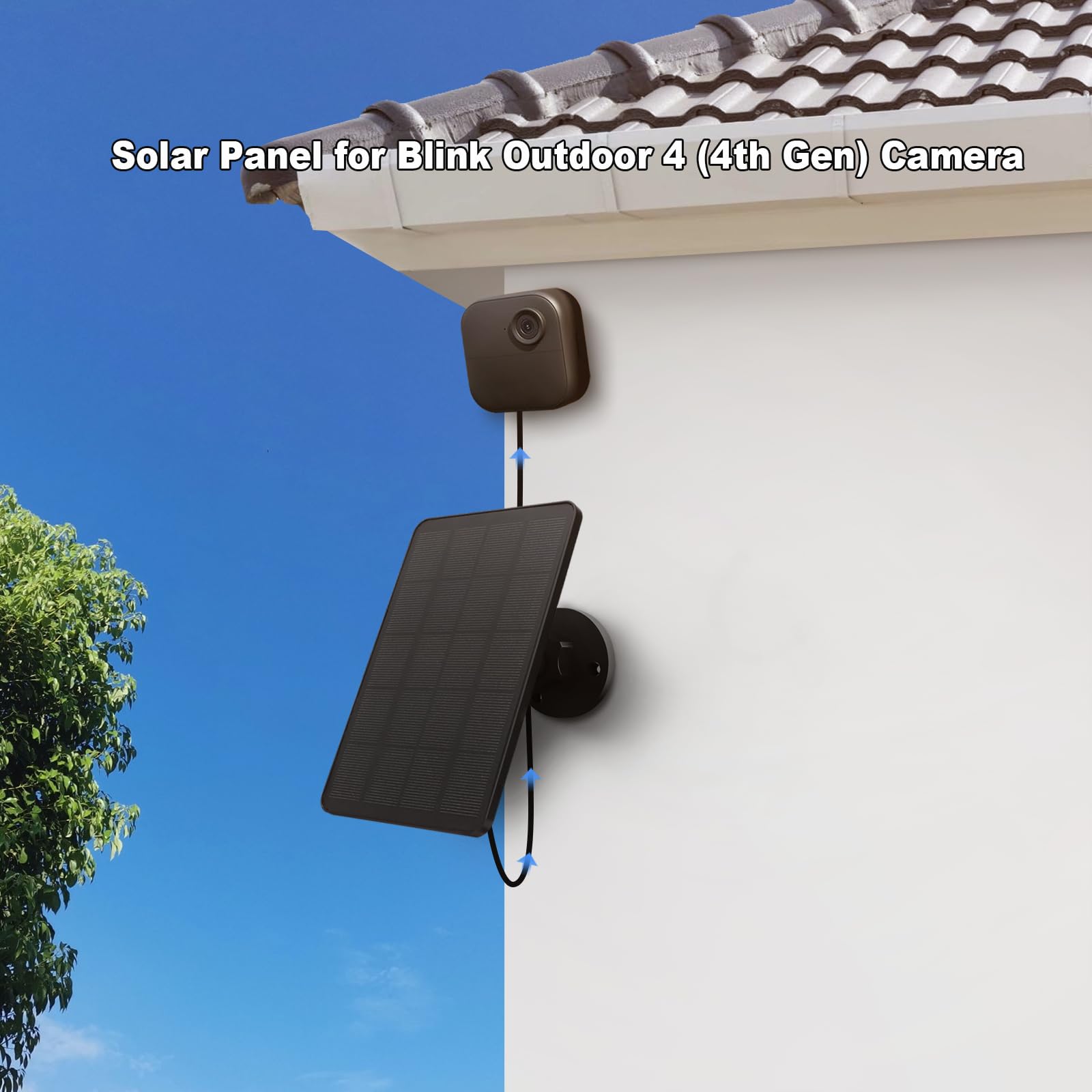 YCTechCam solar panel showing waterproof rubber plug
