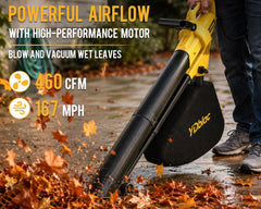 YDblac leaf blower vacuum with blower and vacuum tubes attached