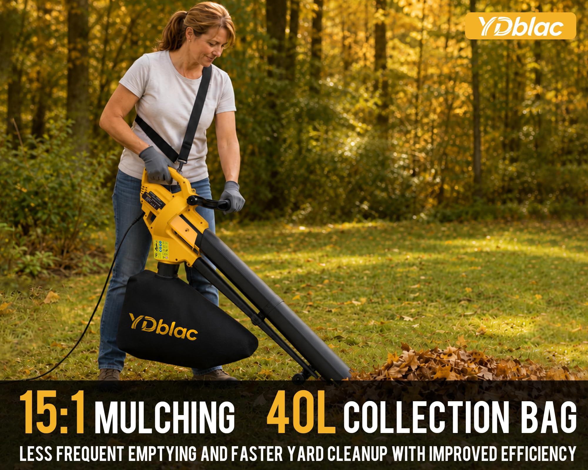 YDblac leaf collection bag and vacuum tube close-up