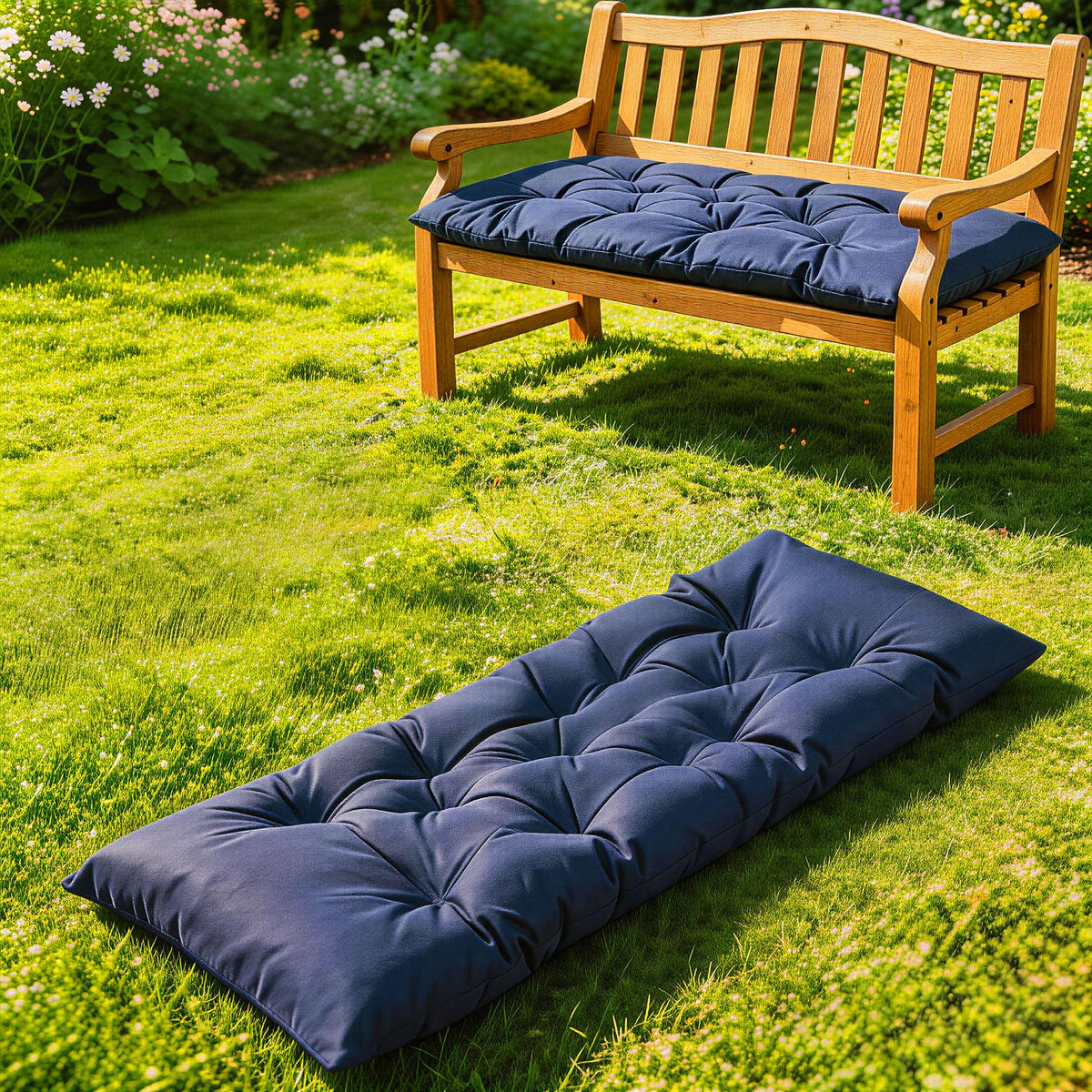 Yddsky 59-inch garden bench cushion navy front view