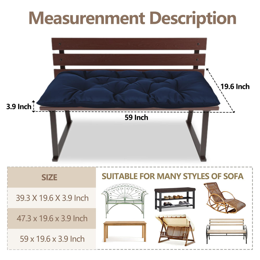 Yddsky garden bench cushion navy side view