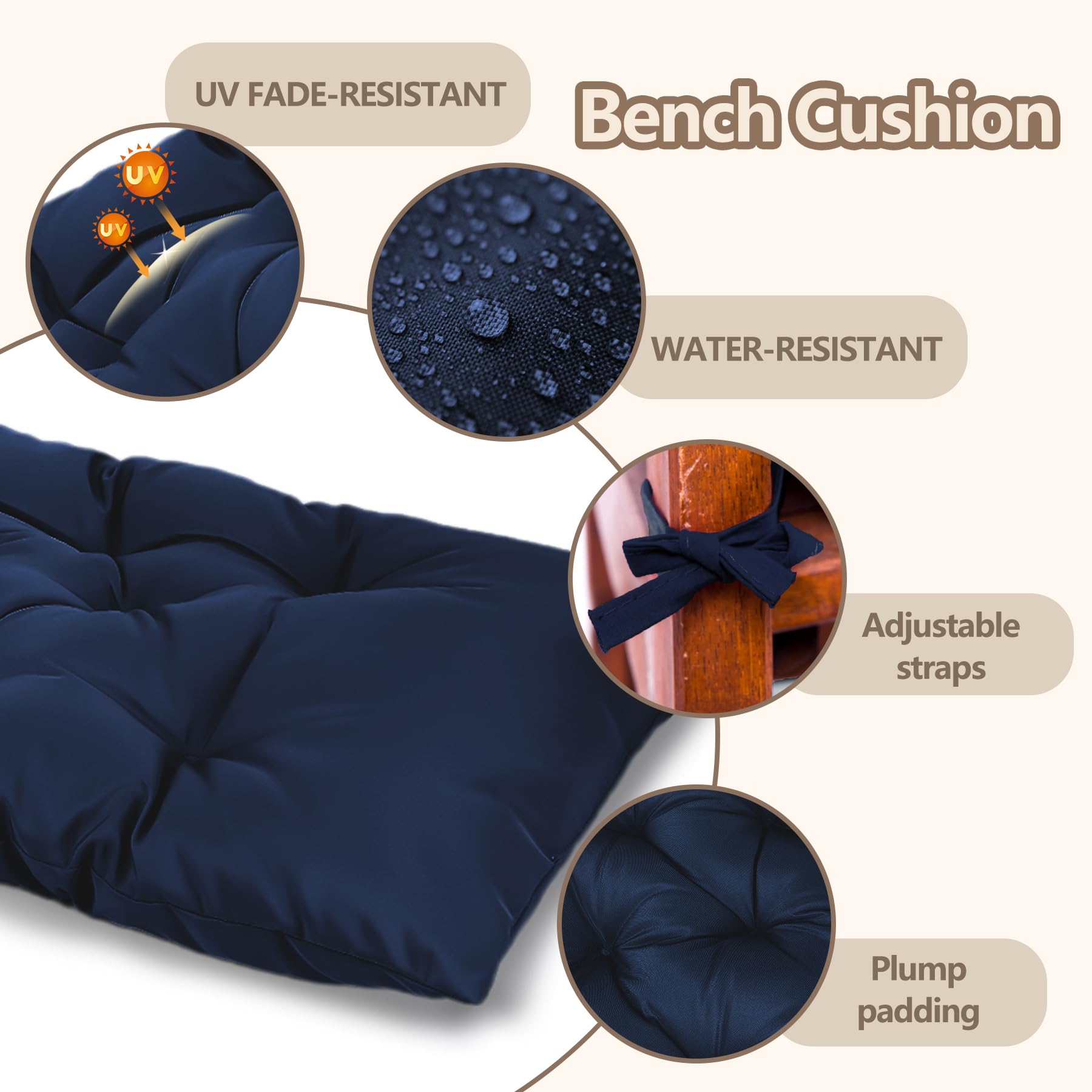 Yddsky navy cushion with outdoor decor