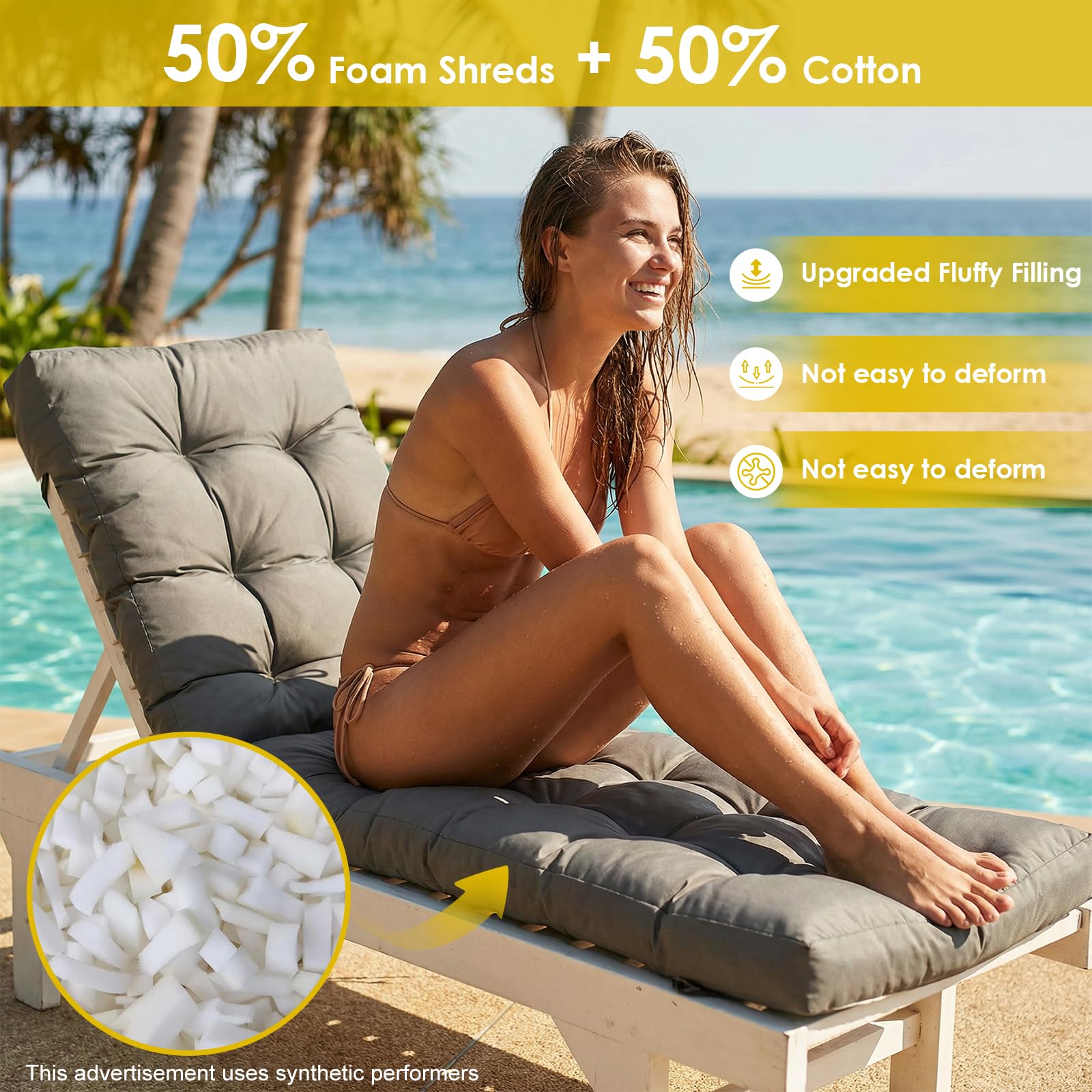 Yddsky Outdoor Chaise Lounge Chair Cushion in a garden setting