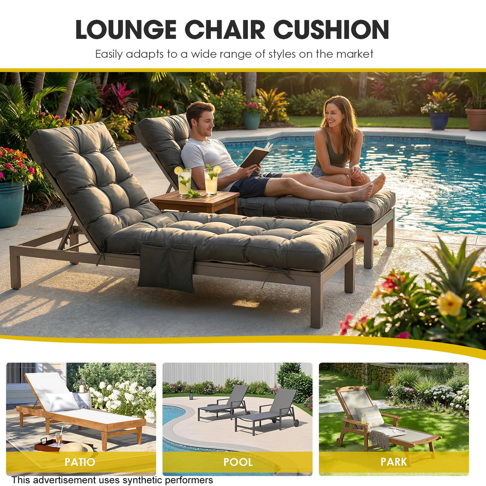 Yddsky Outdoor Chaise Lounge Chair Cushion showing side pocket