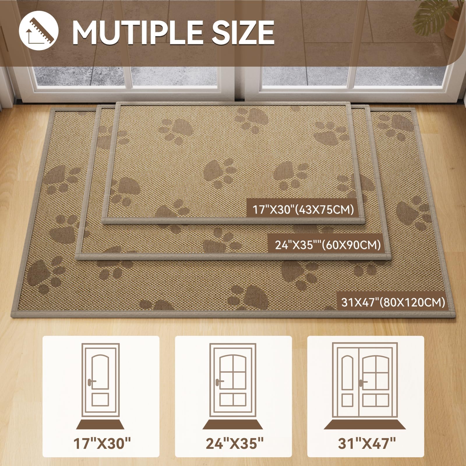 YDKGL Indoor Doormat 24x35 brown showing non-slip rubber backing