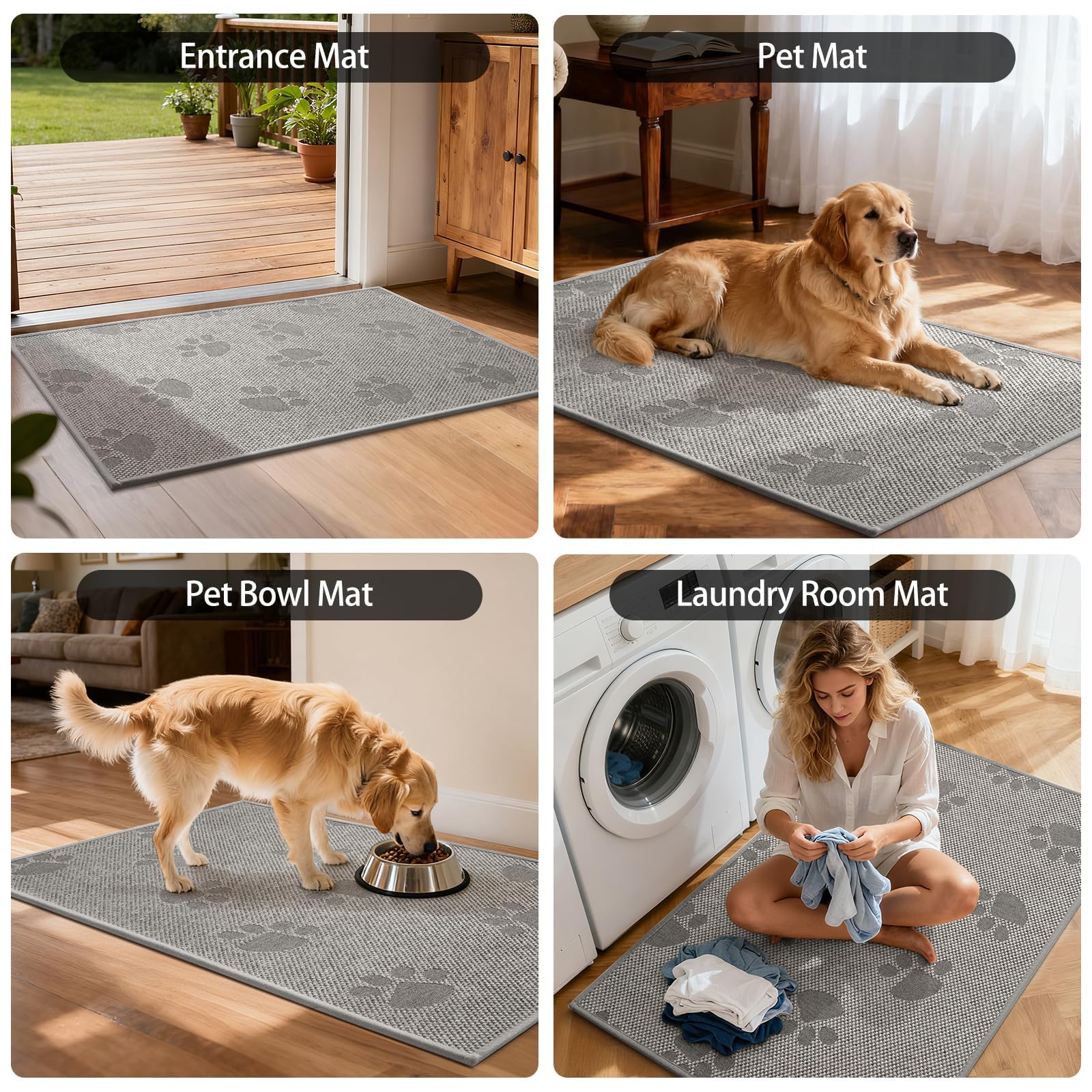 YDKGL Indoor Doormat with pet bowl on it