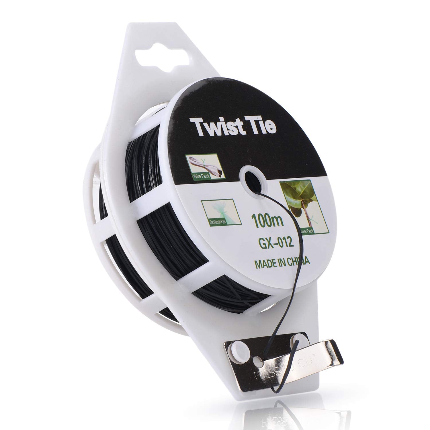 YDSL 328ft twist ties roll with cutter, black