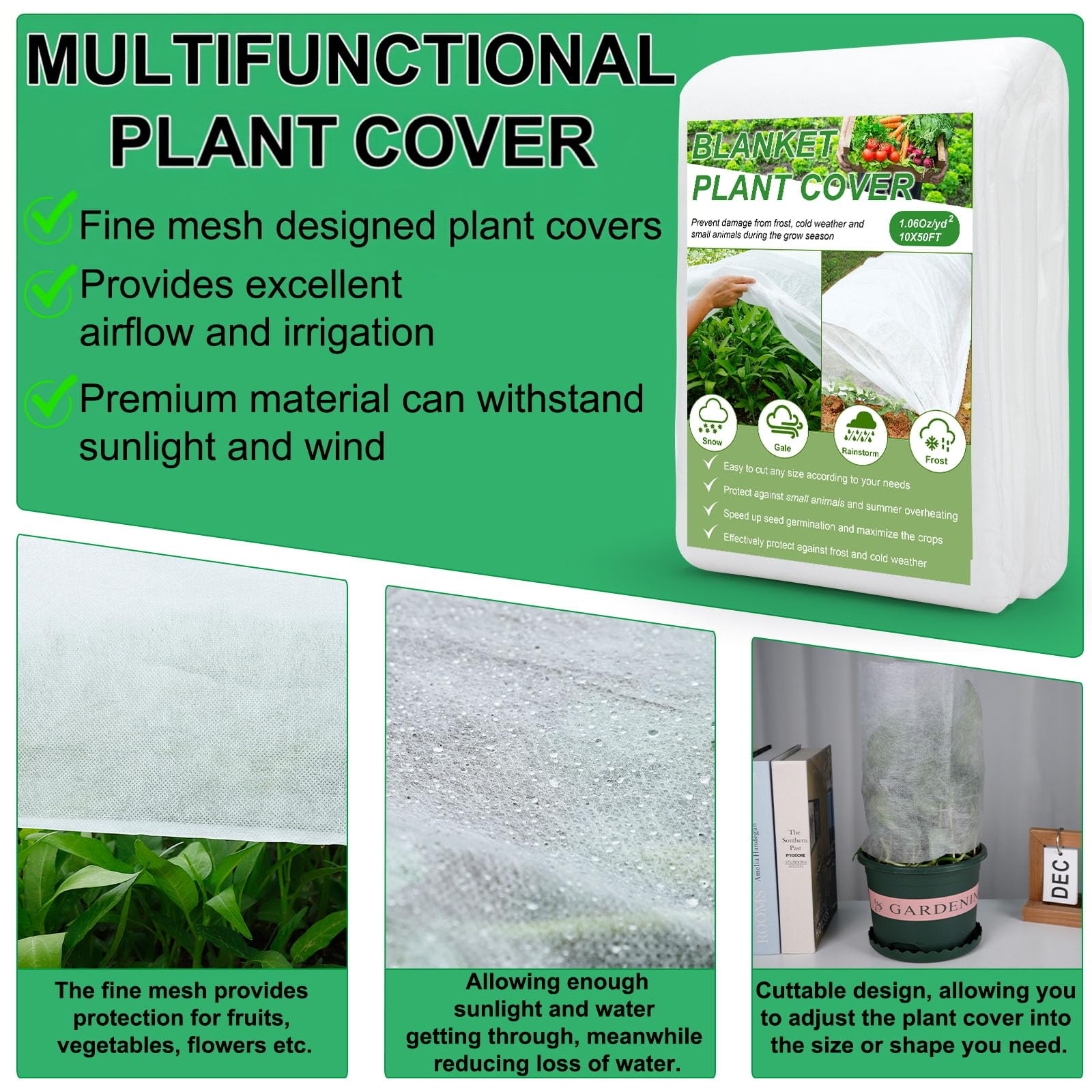 YDSL Plant Covers used in a snowy garden setting