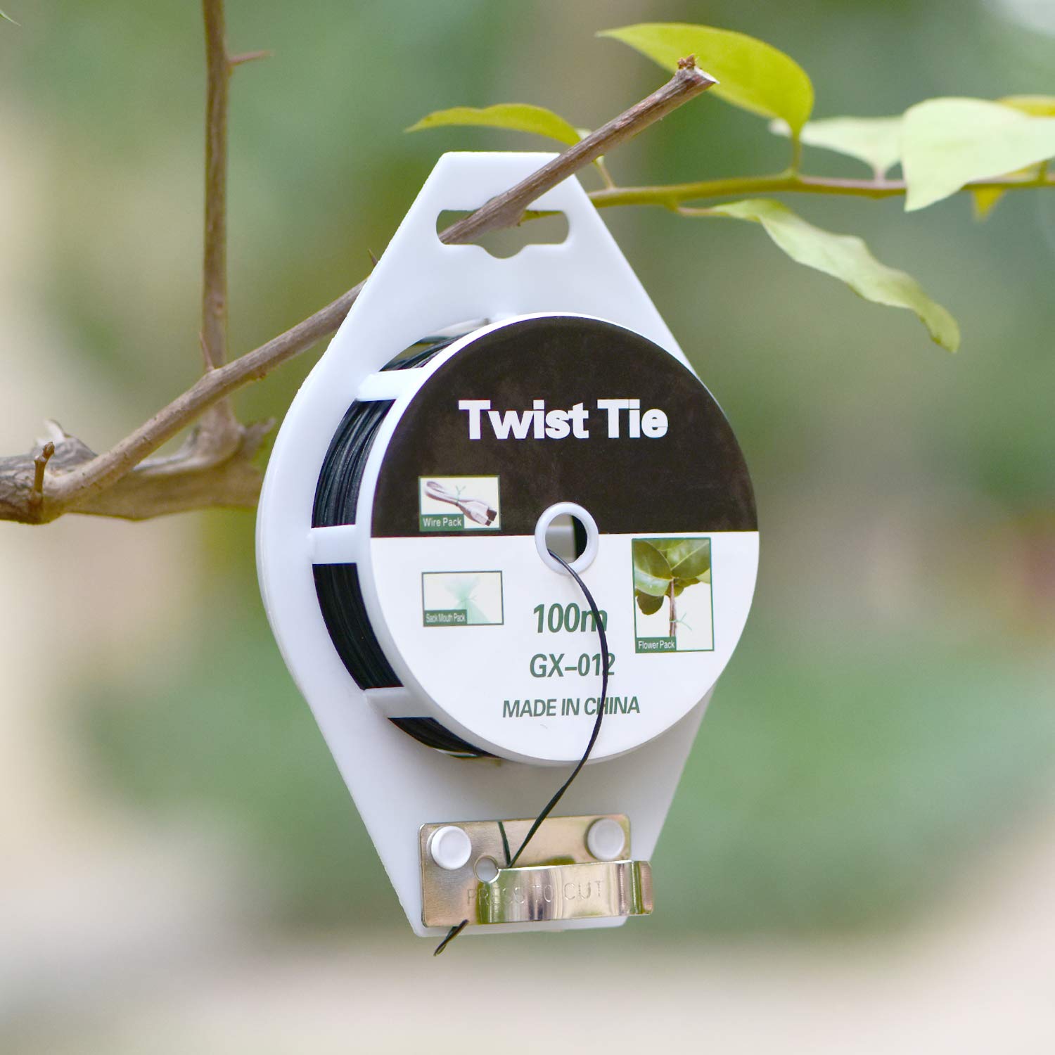 YDSL twist ties being cut to size with built-in cutter
