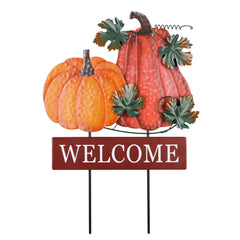 YEAHOME 22-inch pumpkin garden stake with welcome sign