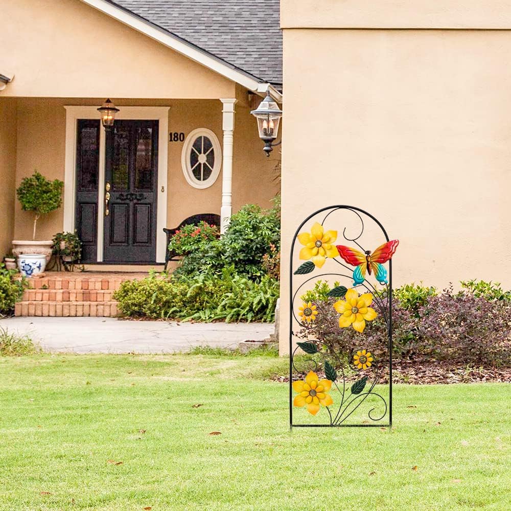 YEAHOME 33" Flower Butterflies garden stake in a flower pot