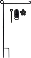 YEAHOME Garden Flag Holder Stand front view with black powder finish