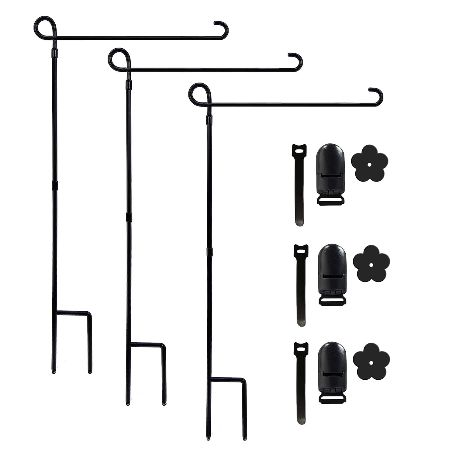 YEAHOME Garden Flag Holder Stand three pieces in black