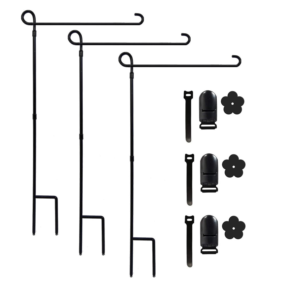 YEAHOME Garden Flag Holder Stand three pieces in black