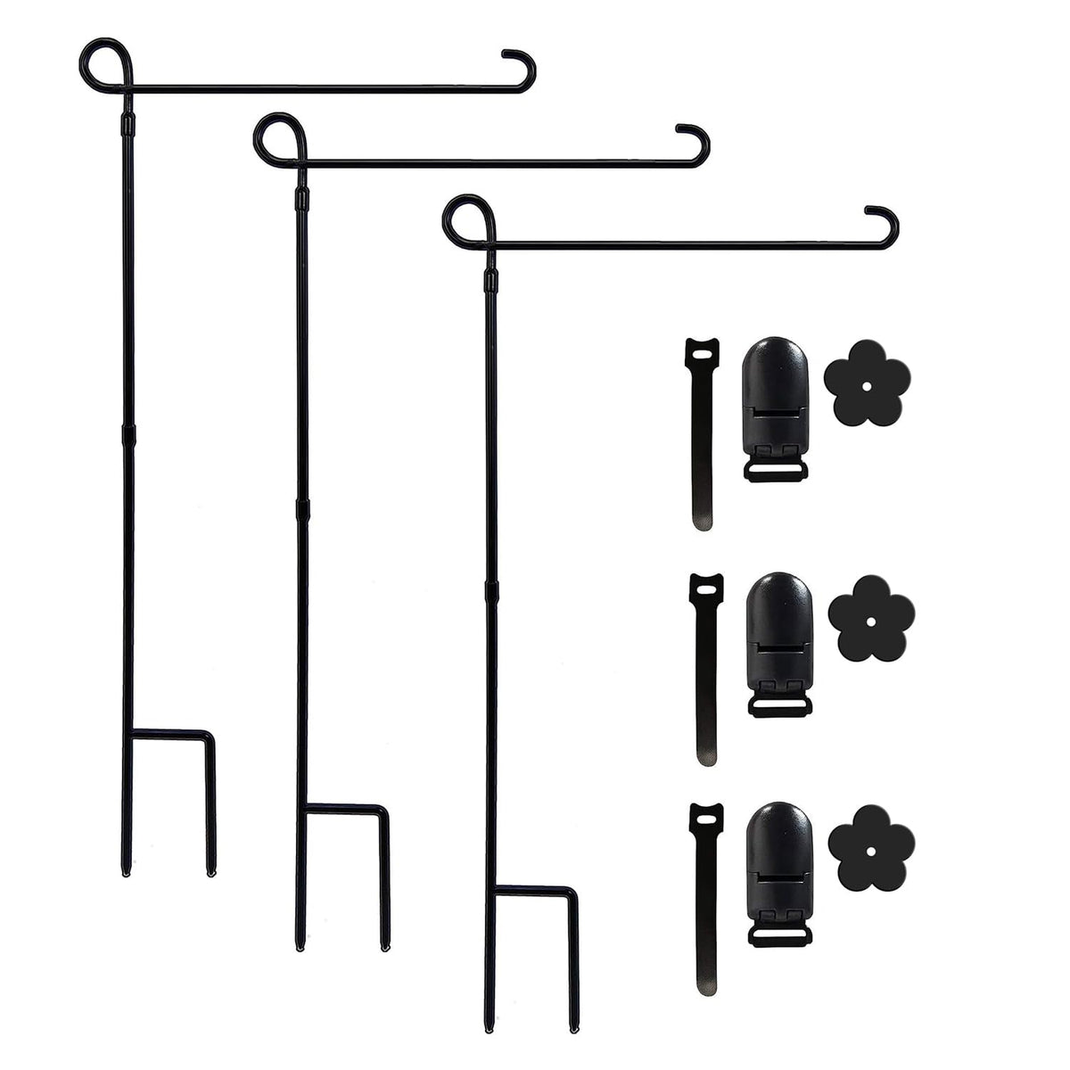 YEAHOME Garden Flag Holder Stand three pieces in black