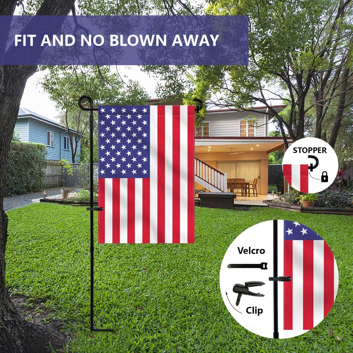 YEAHOME Garden Flag Holder Stand with attached garden flag