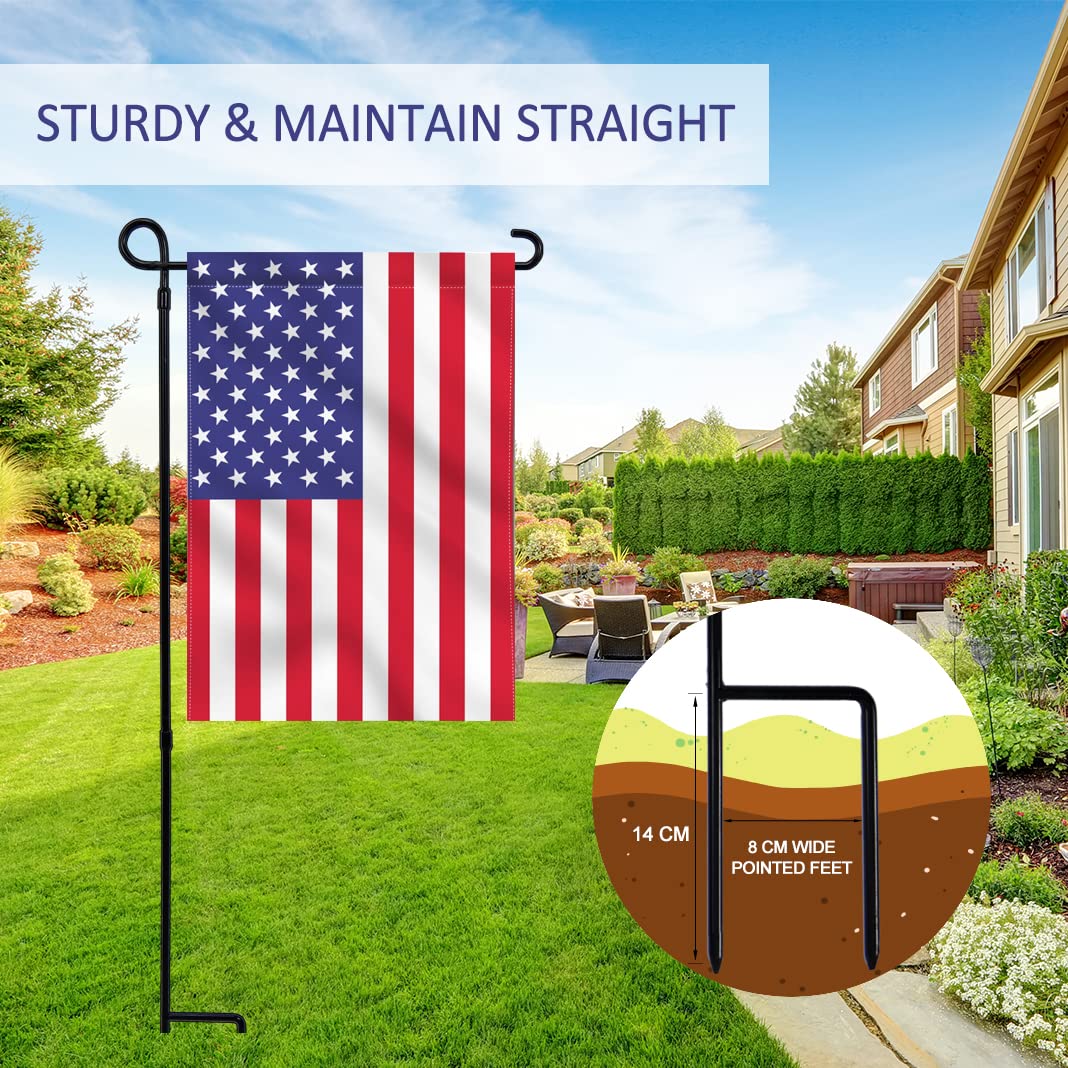 YEAHOME Garden Flag Stand Holder showing assembly instructions