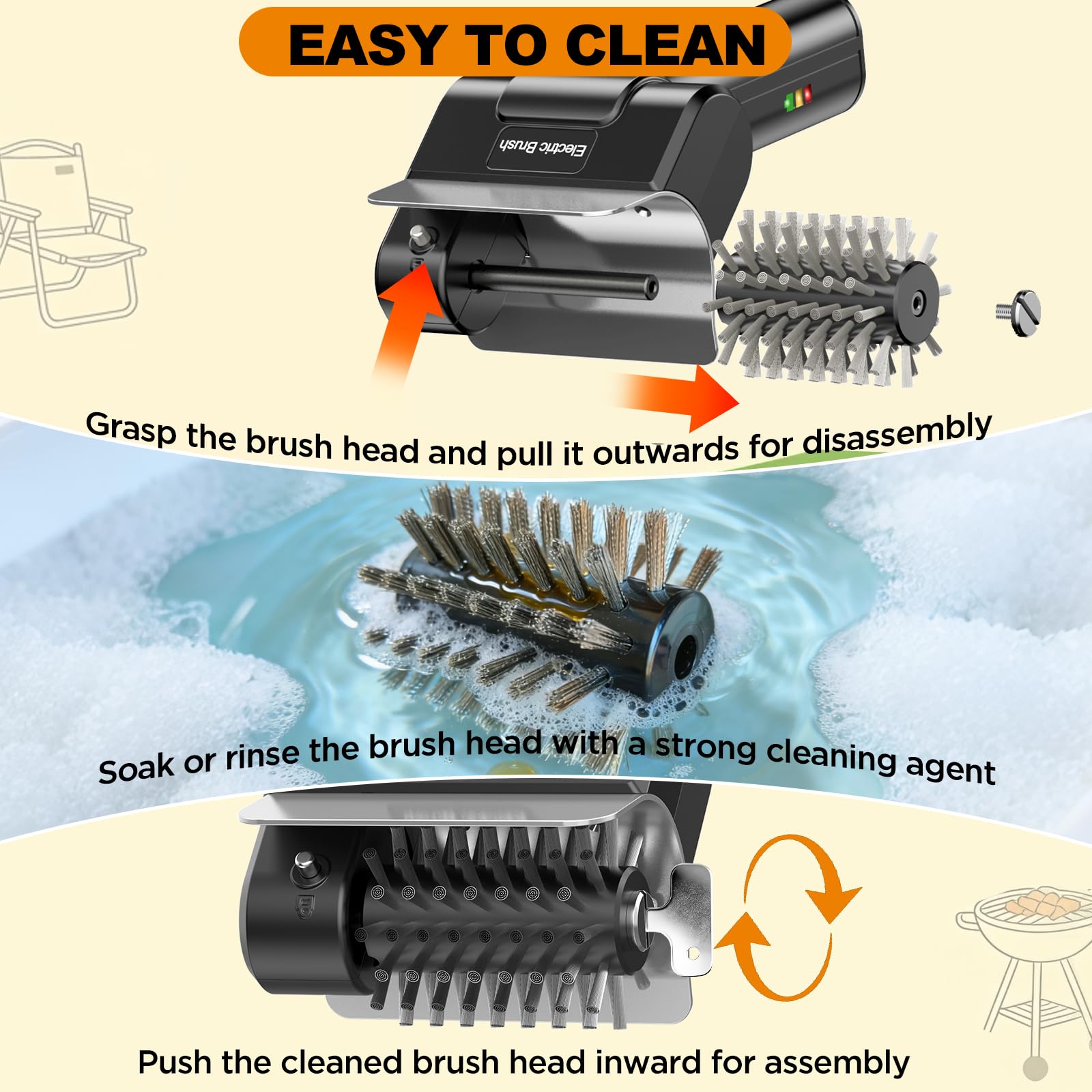 YEBLEM Electric Grill Brush packaging and contents