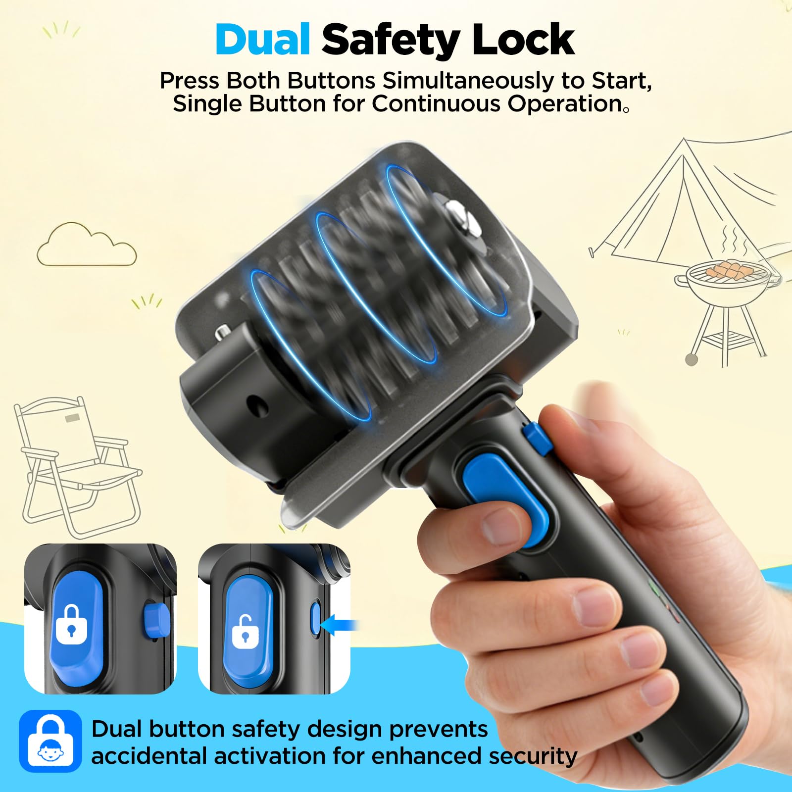YEBLEM Electric Grill Brush showing ergonomic handle design