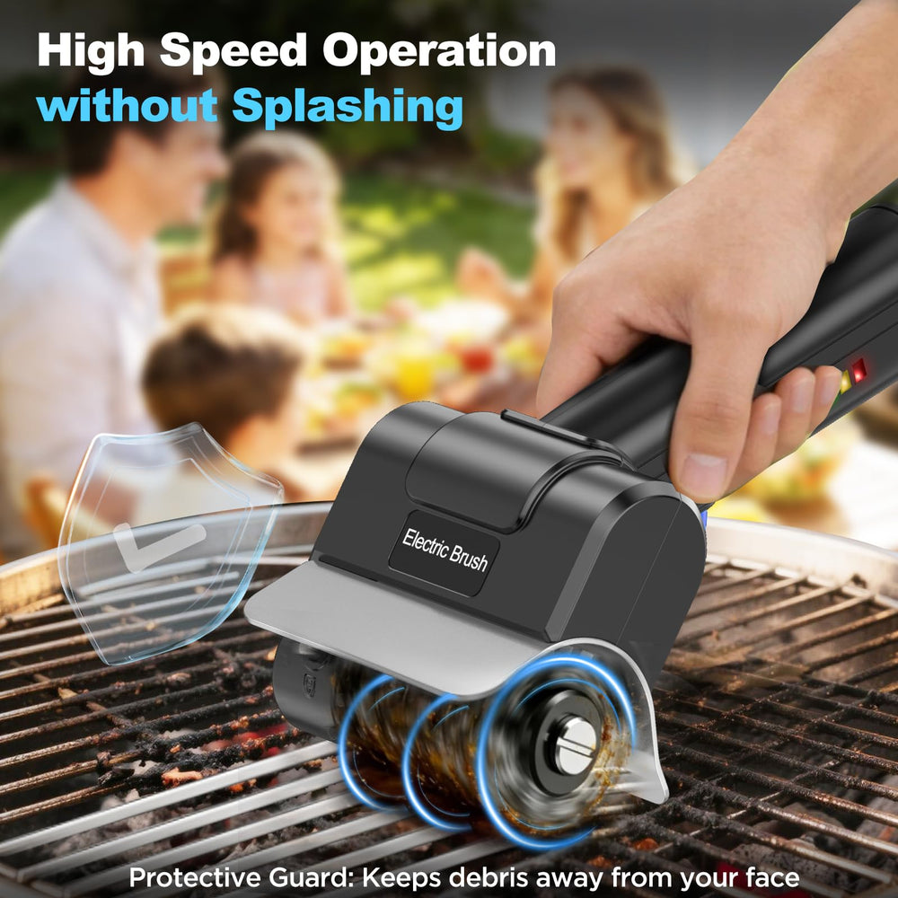 YEBLEM Electric Grill Brush with Type-C charging cable and protective glove