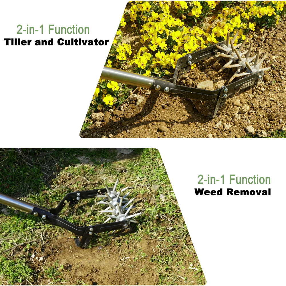 YEELOR 2-in-1 Rotary Cultivator adjustable handle lengths