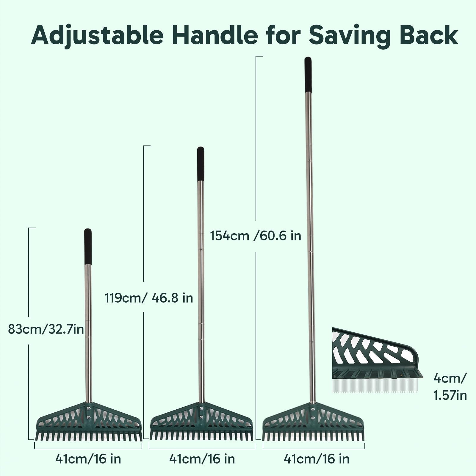 YEELOR Turf Rake in use on a lawn removing leaves