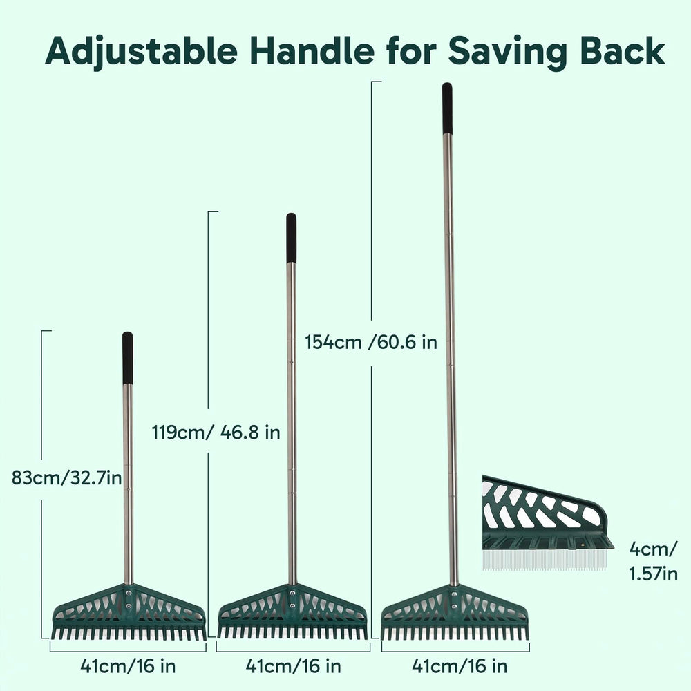 YEELOR Turf Rake in use on a lawn removing leaves
