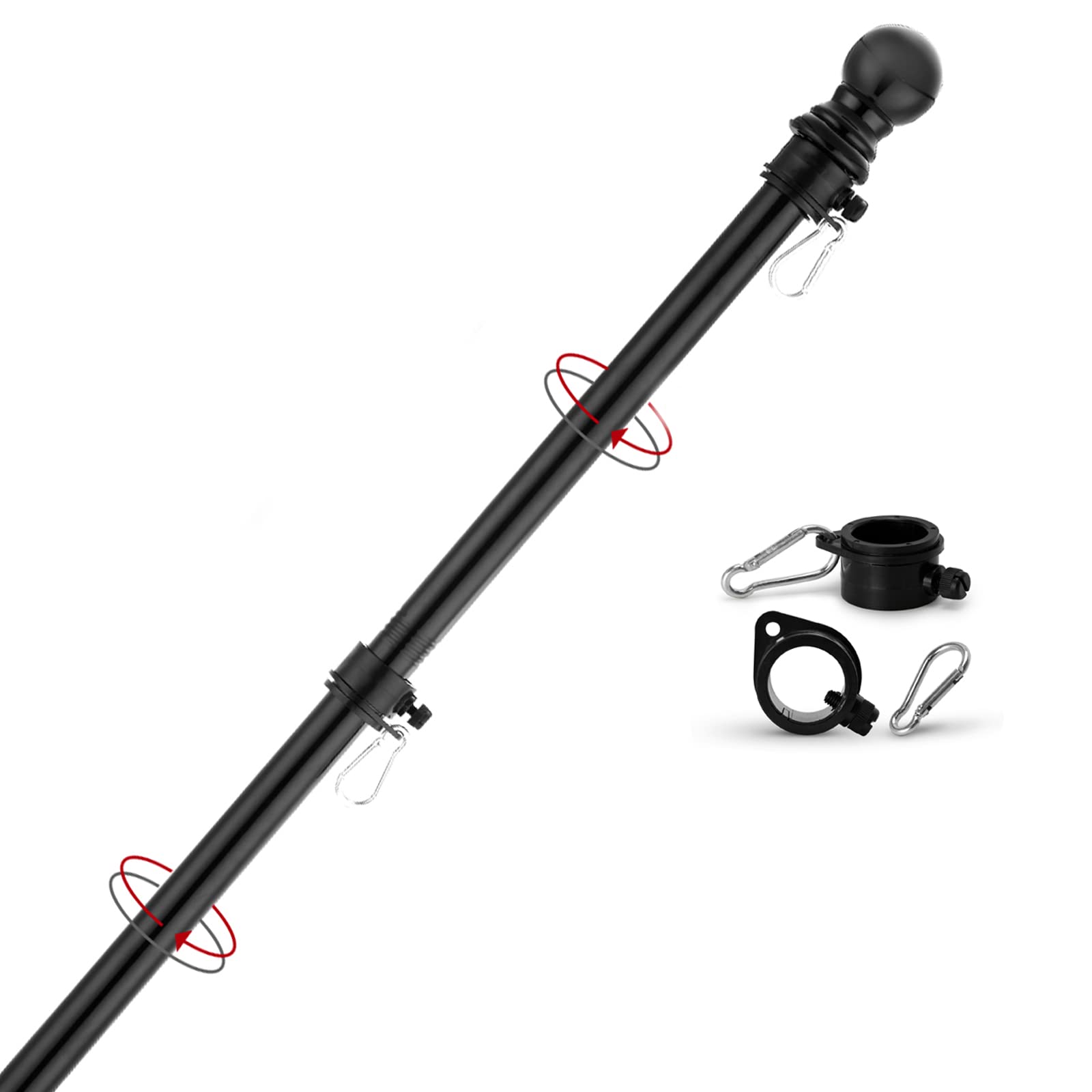Yeesun 6FT black flag pole front view