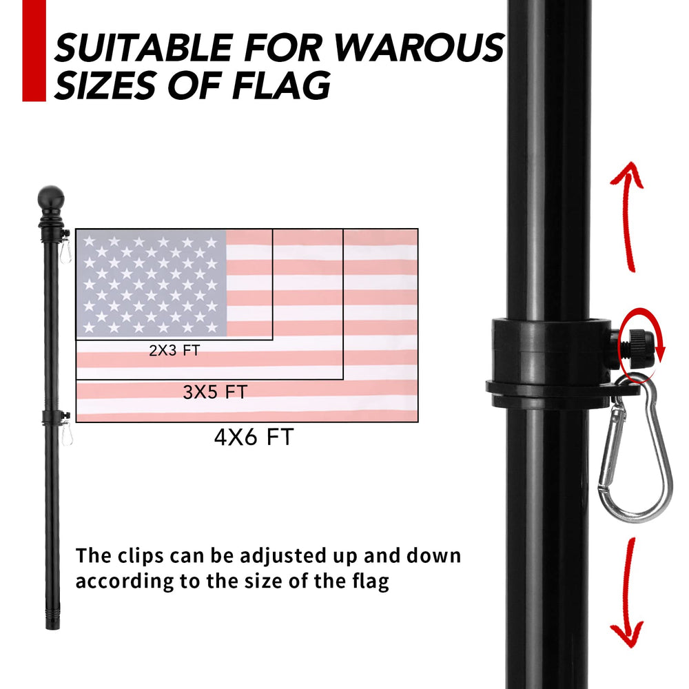 Yeesun 6FT flag pole side view showing black color