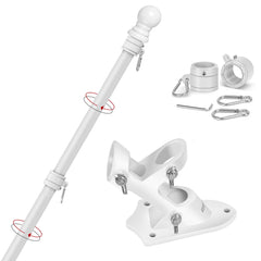 Yeesun 6FT flag pole with mounting hardware in white