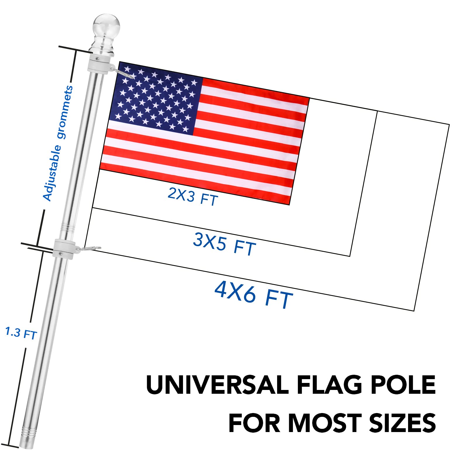 Yeesun flag pole installed on a porch displaying a flag