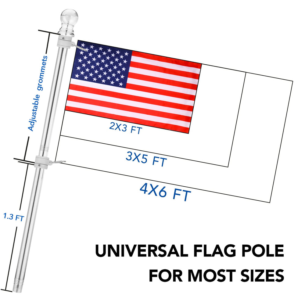 Yeesun flag pole installed on a porch displaying a flag