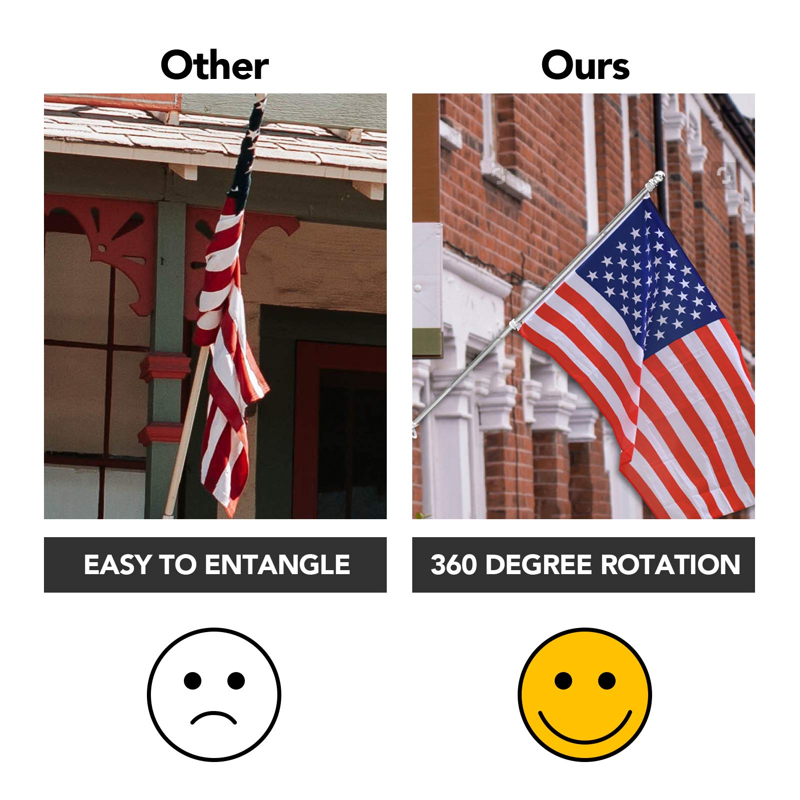 Yeesun flag pole installed with flag