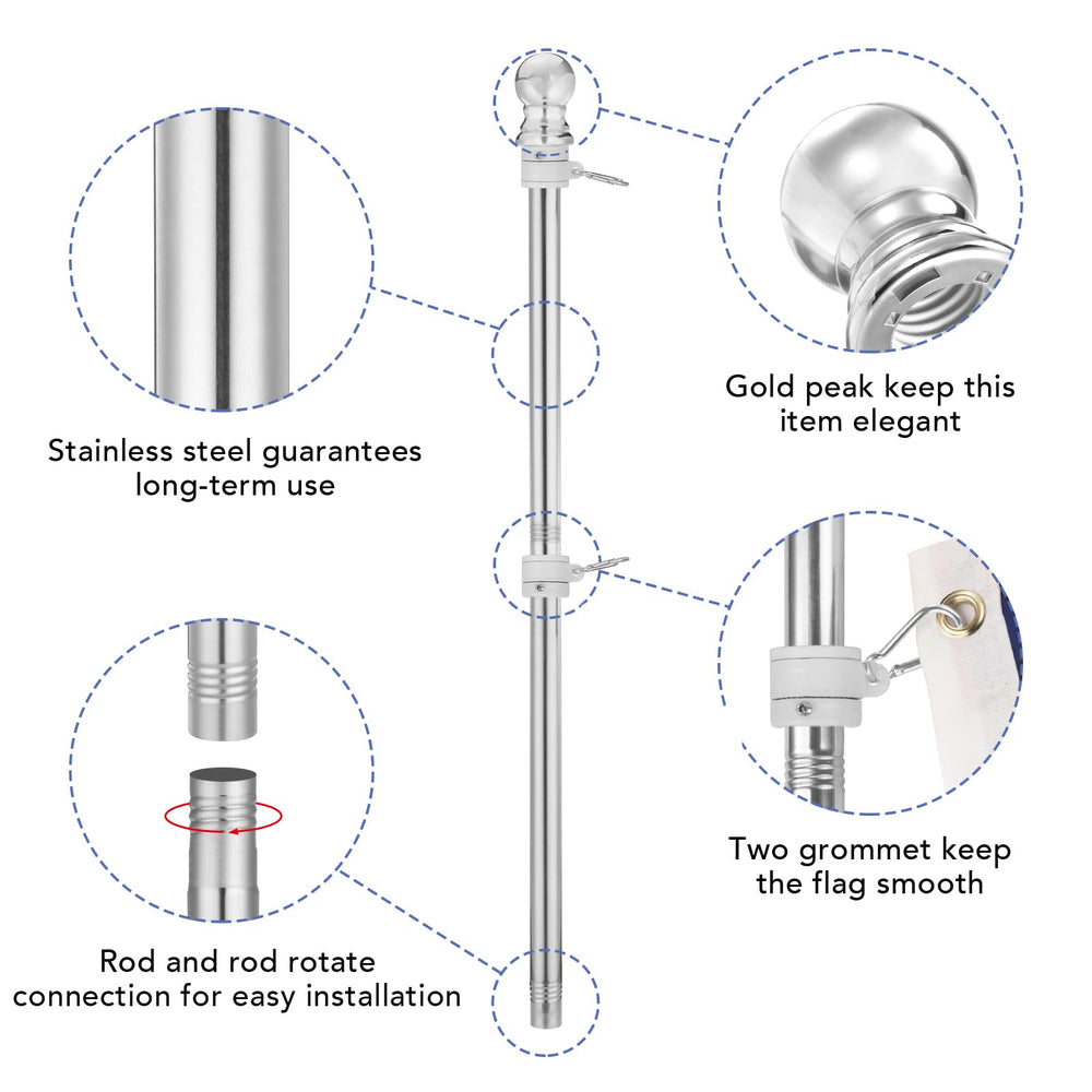 Yeesun flag pole with adjustable length and mounting hardware