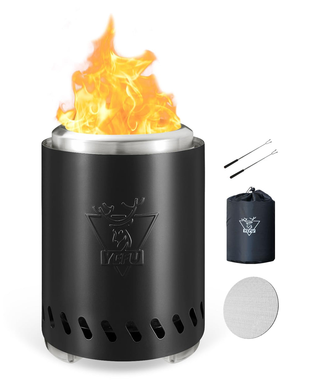 YEFU Tabletop Fire Pit black model front view