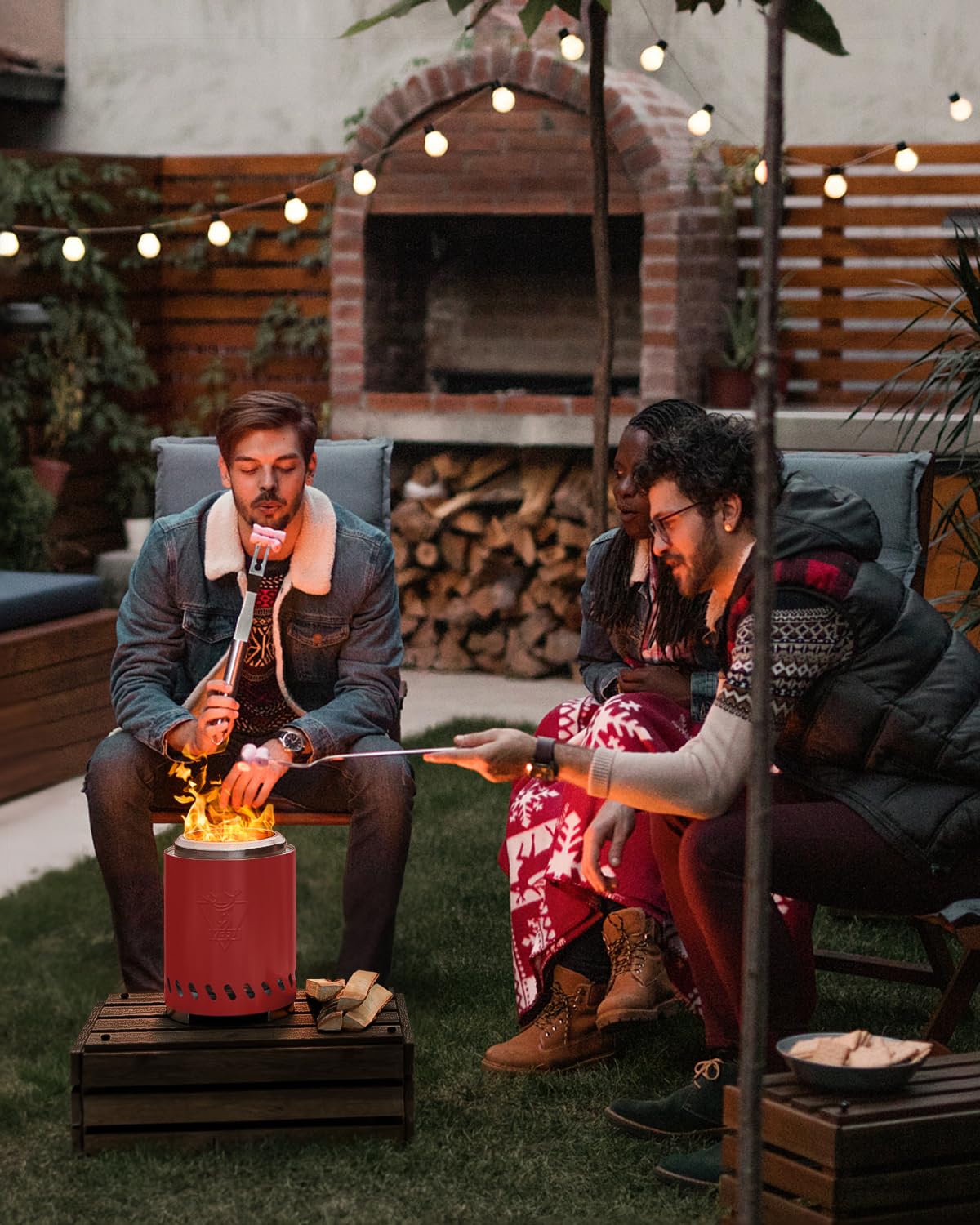 YEFU Tabletop Fire Pit with telescoping roasting forks