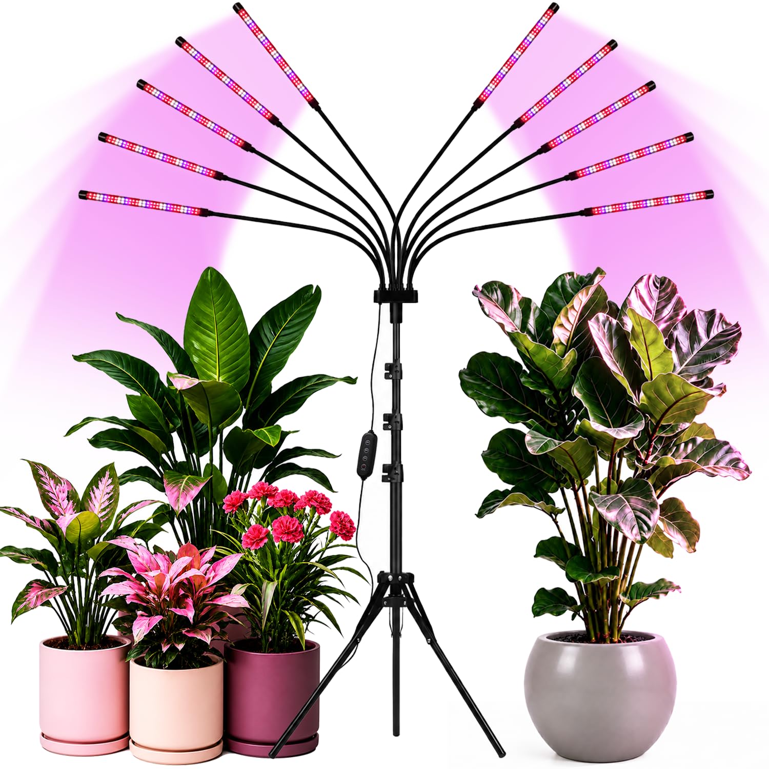 Yehsence Grow Light for Indoor Plants with tripod stand and 10 heads