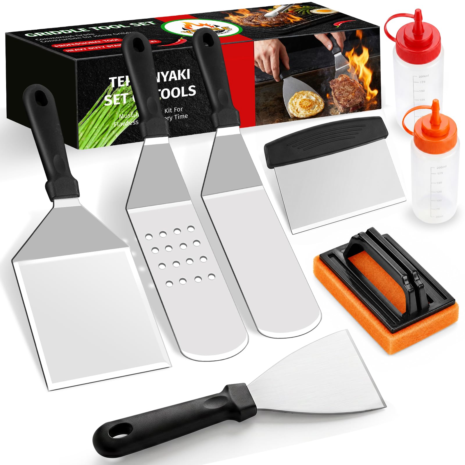 Yekale Griddle Accessories Kit 9 PCS with Stainless Steel Tools