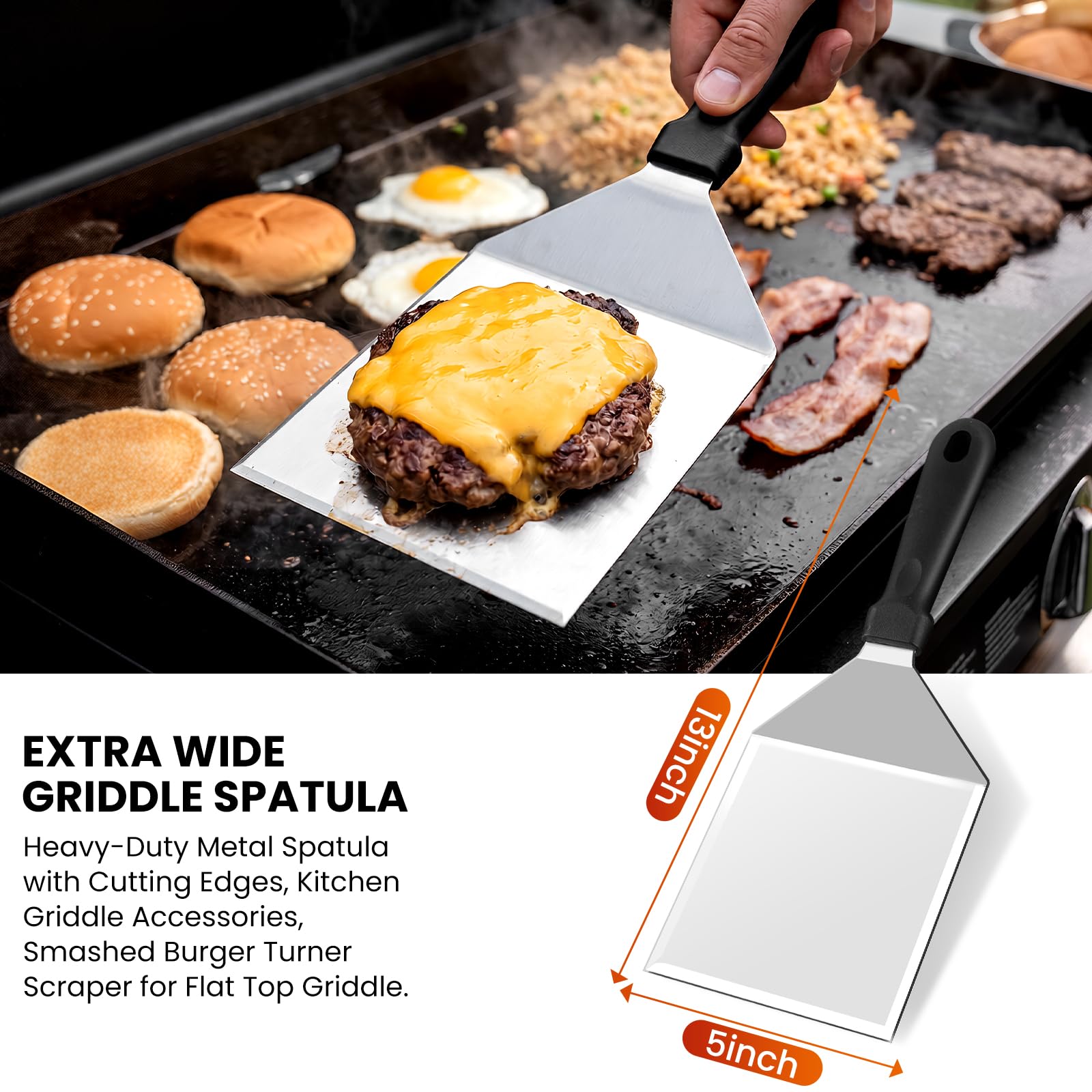Yekale Griddle spatula and scraper in action