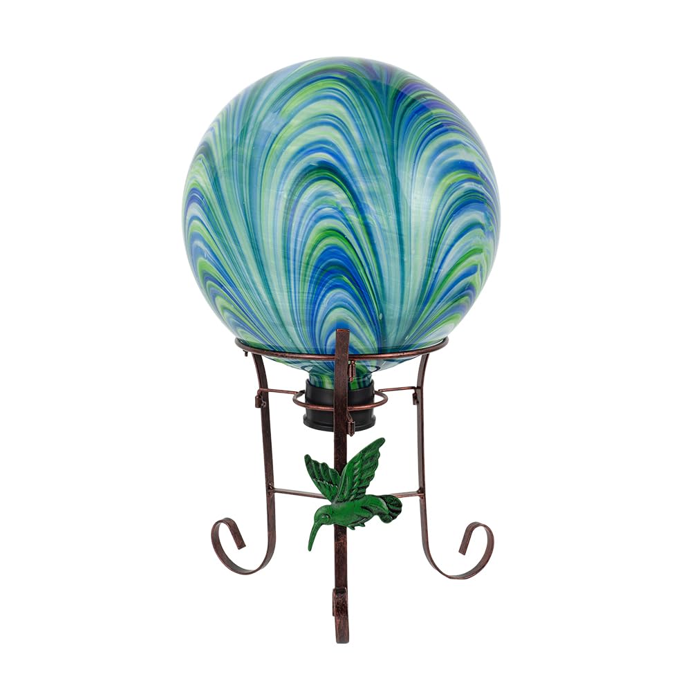 YELENEW 10" green gazing ball with stand front view