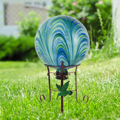 YELENEW gazing ball showing unique green ripples
