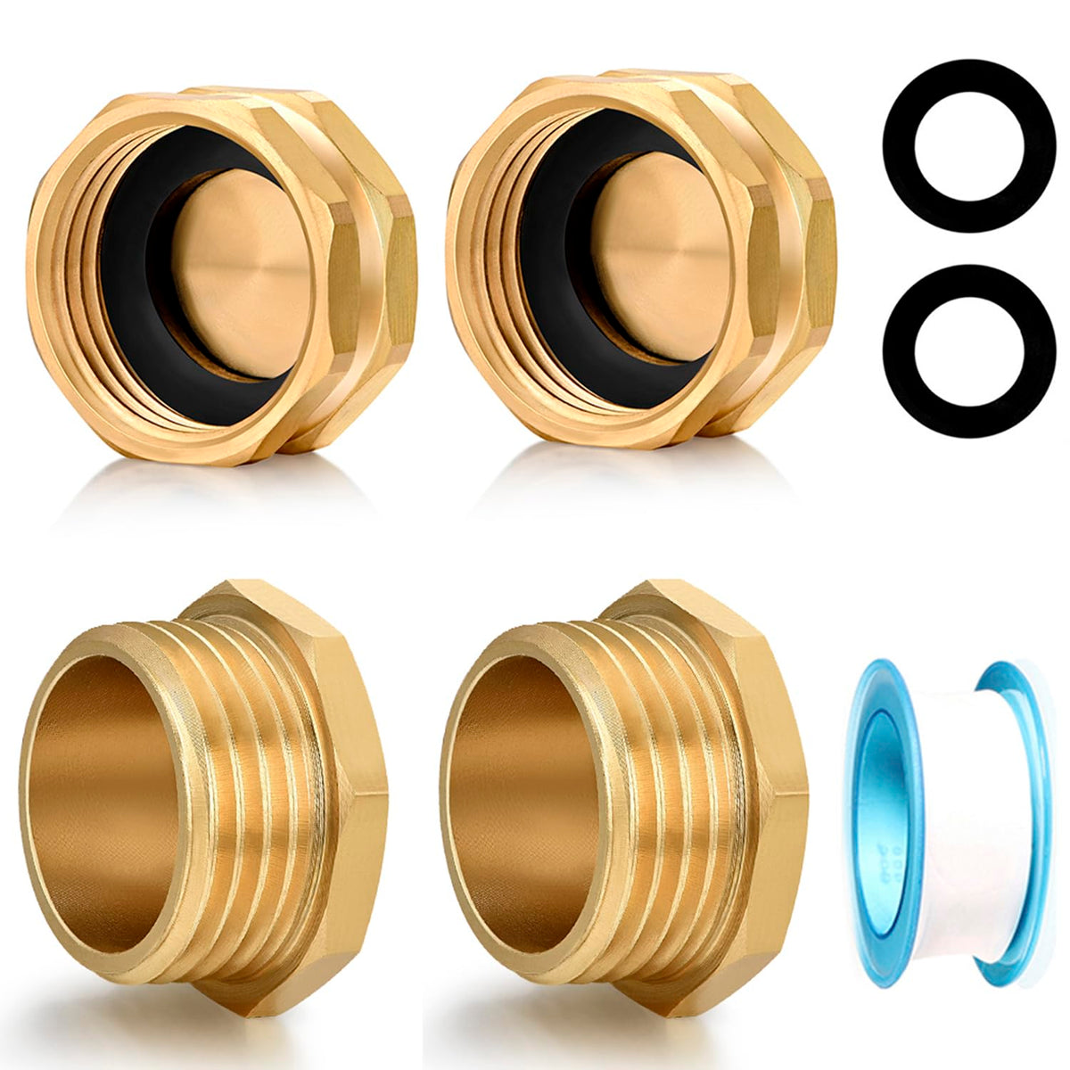 YELUN 3/4 inch brass garden hose end cap front view